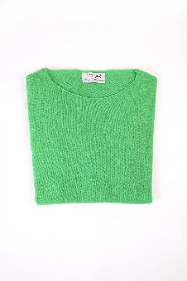 Maglioncino Cashmere primaverile donna scollo barca verde