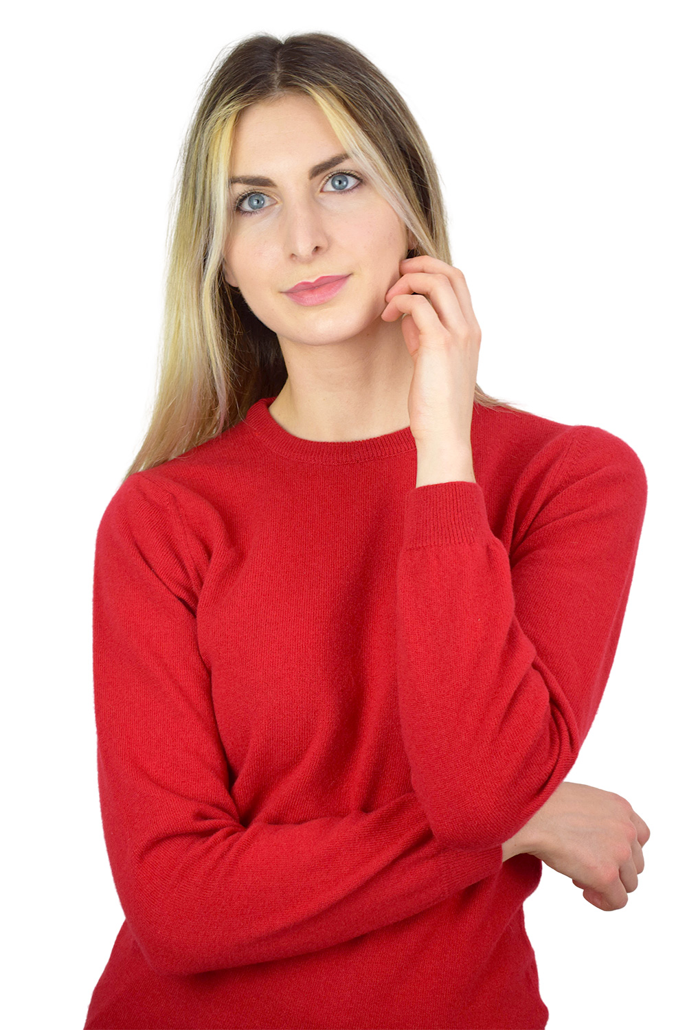 maglioncino paricollo rosso in cashmere per donna