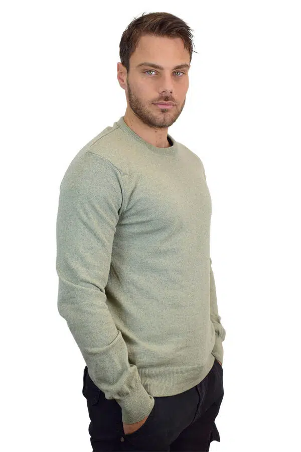 Maglia Puro Cashmere Girocollo Uomo Collezione 25/26 Salvia