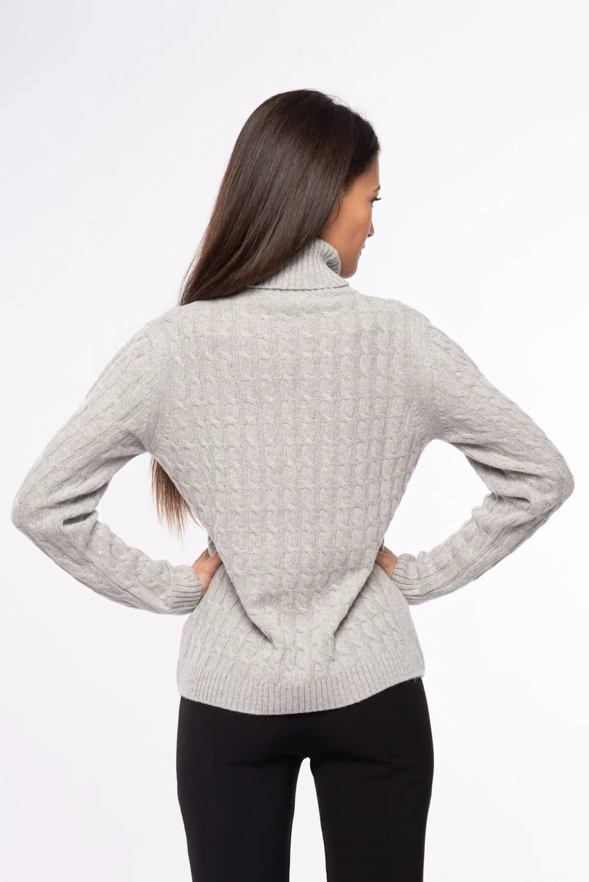 dolcevita treccia donna eco cashmere grigio