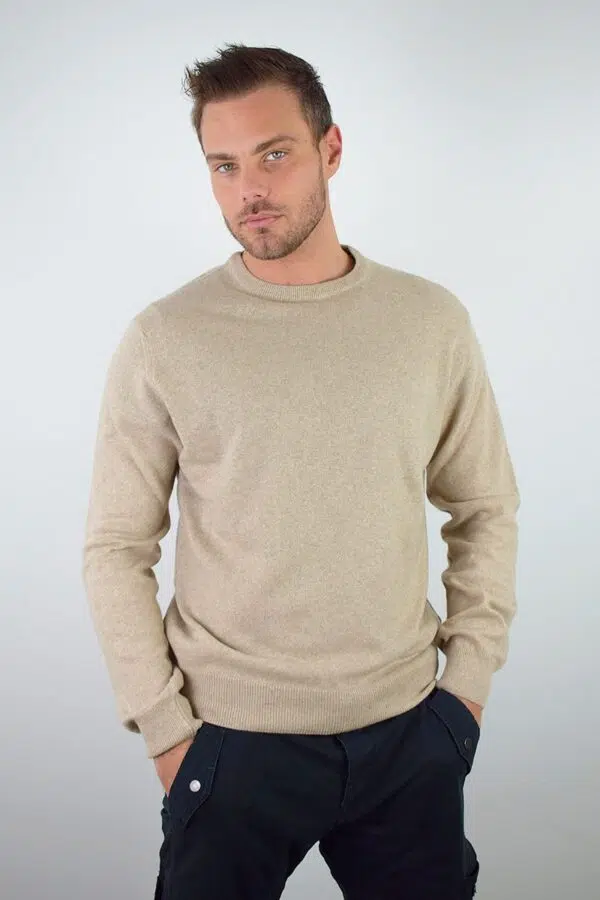 Maglia Puro Cashmere Girocollo Uomo Collezione 25/26 Beige