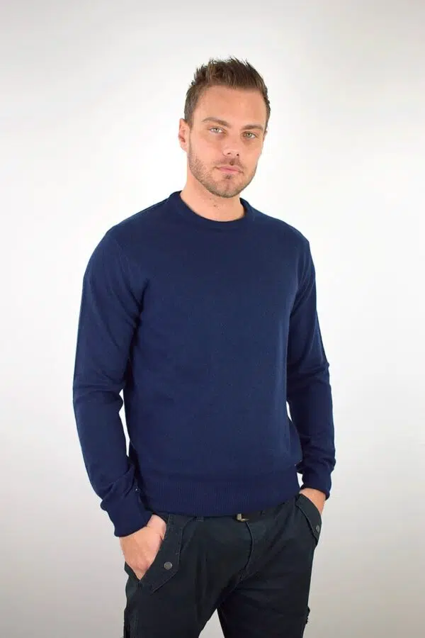 Maglia Puro Cashmere Girocollo Uomo Collezione 25/26 Blu
