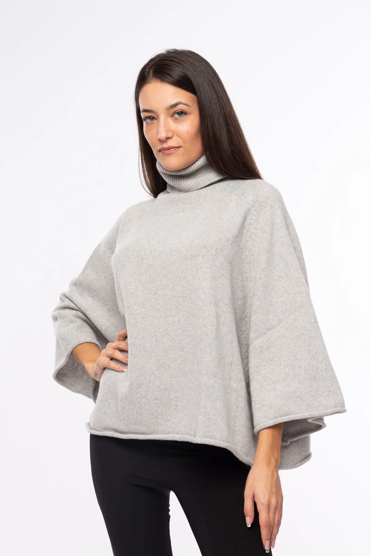 poncho donna eco cashmere beige grigio