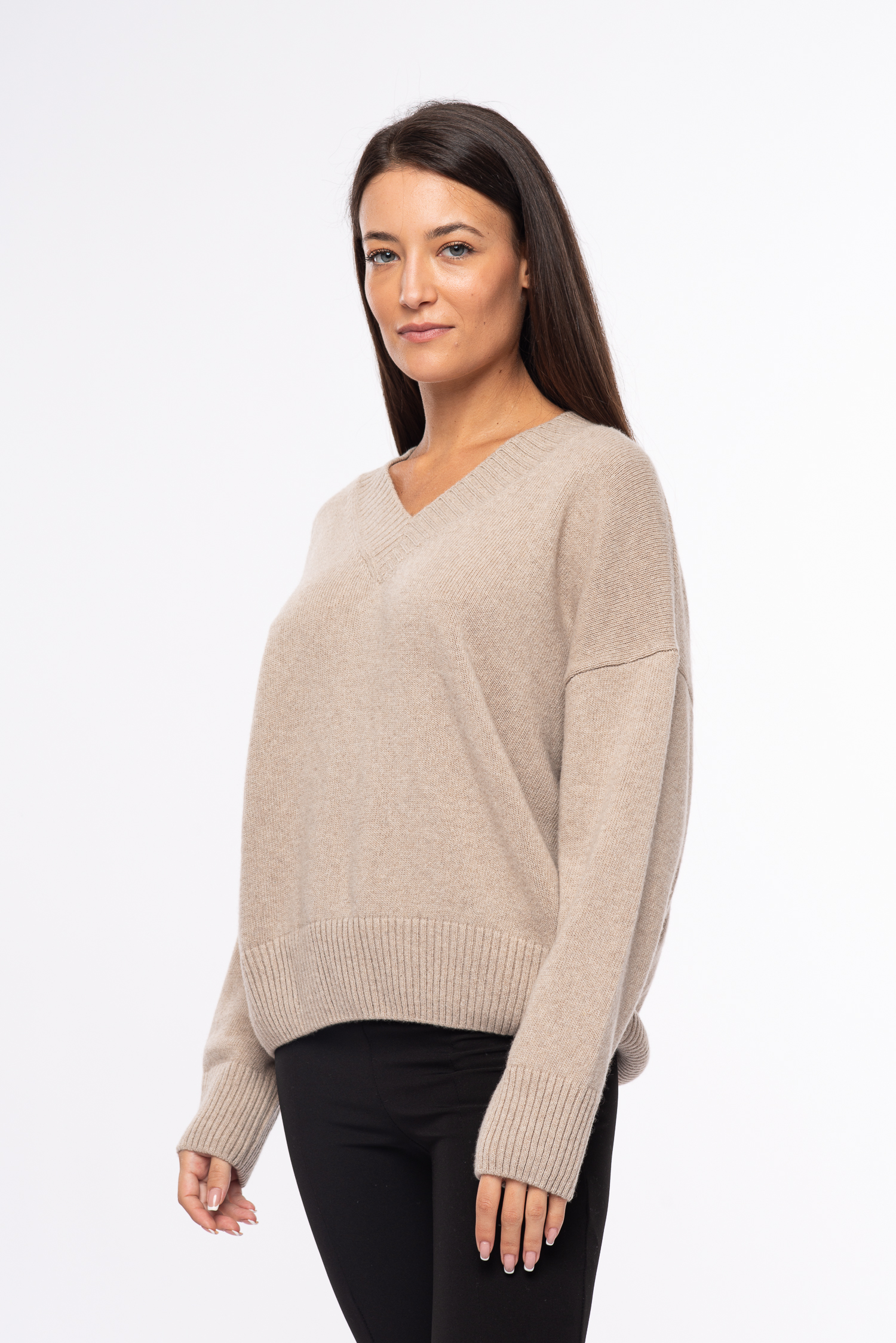 Women’s Eco-Cashmere V-neck Sweater, Relaxed-Fit - Papini Cashmere