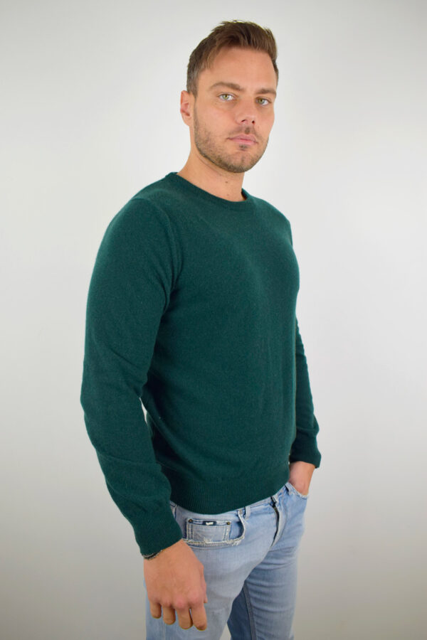 Maglia Puro Cashmere Girocollo Uomo Collezione 25/26 Verde Pavone