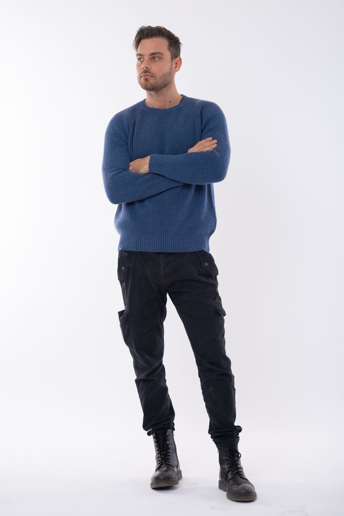 Pure Cashmere Men's Light Blue Jeans Maxi Sweater