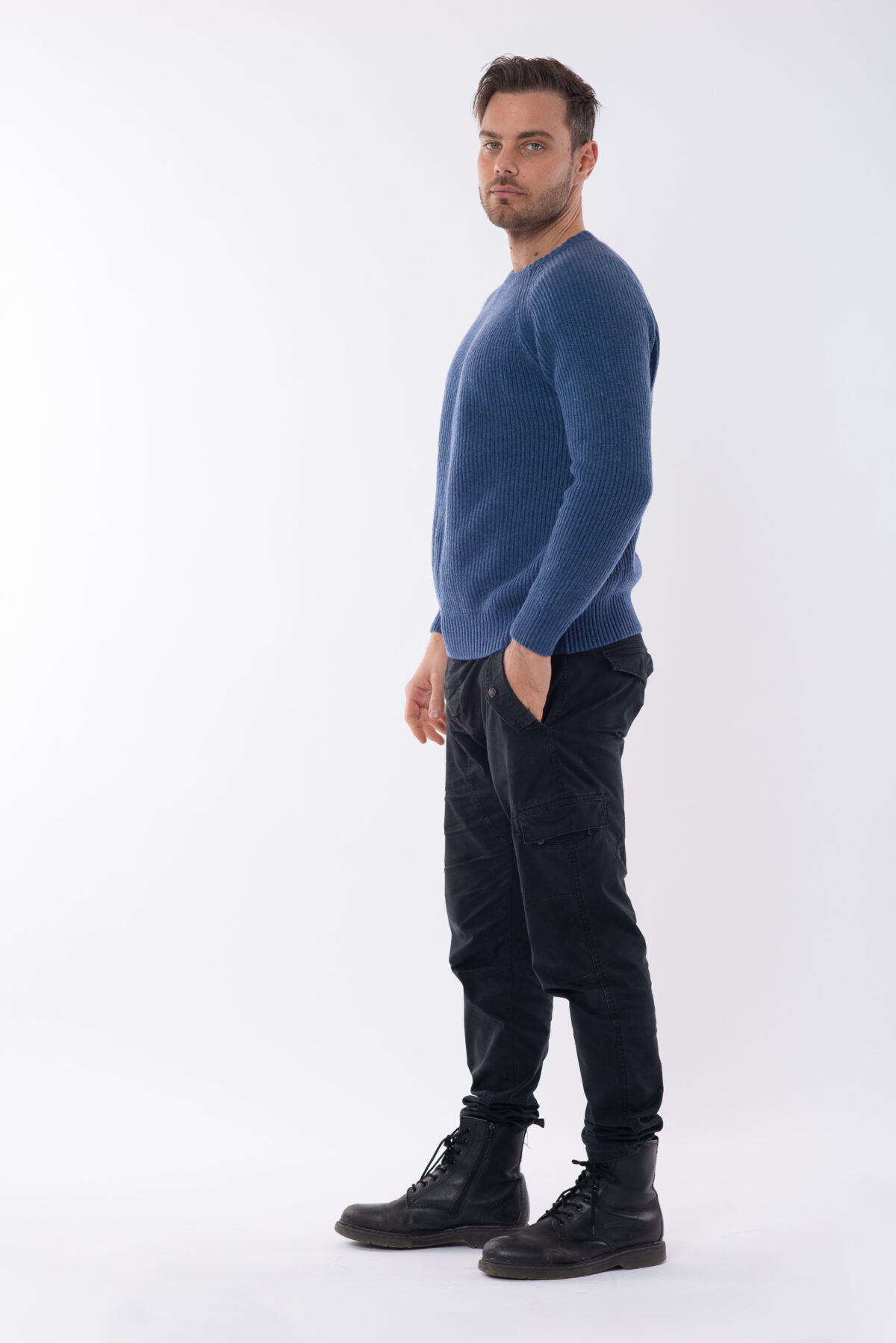 Pure Cashmere Men's Light Blue Jeans Maxi Sweater