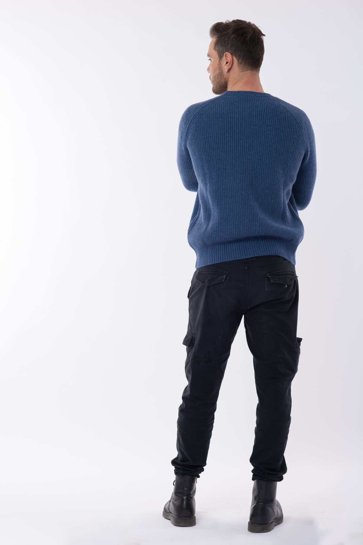 Pure Cashmere Men's Light Blue Jeans Maxi Sweater