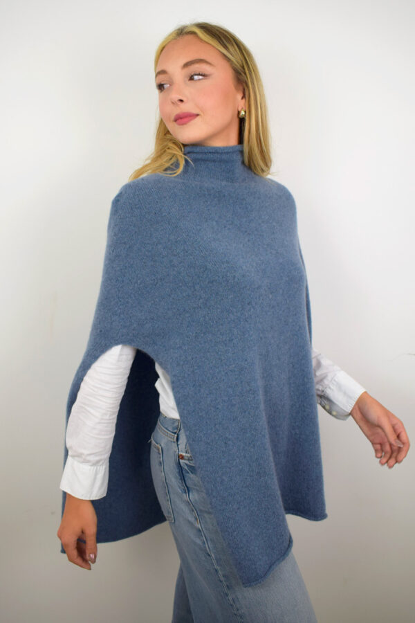 Autumn Forest Poncho Light Blue Jeans