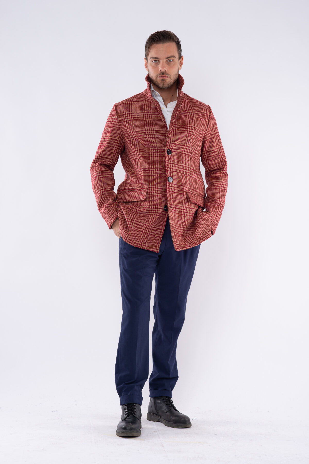 I'PASTRANO Regenerated and Regenerable Coat Pure Wool Man Red Pattern
