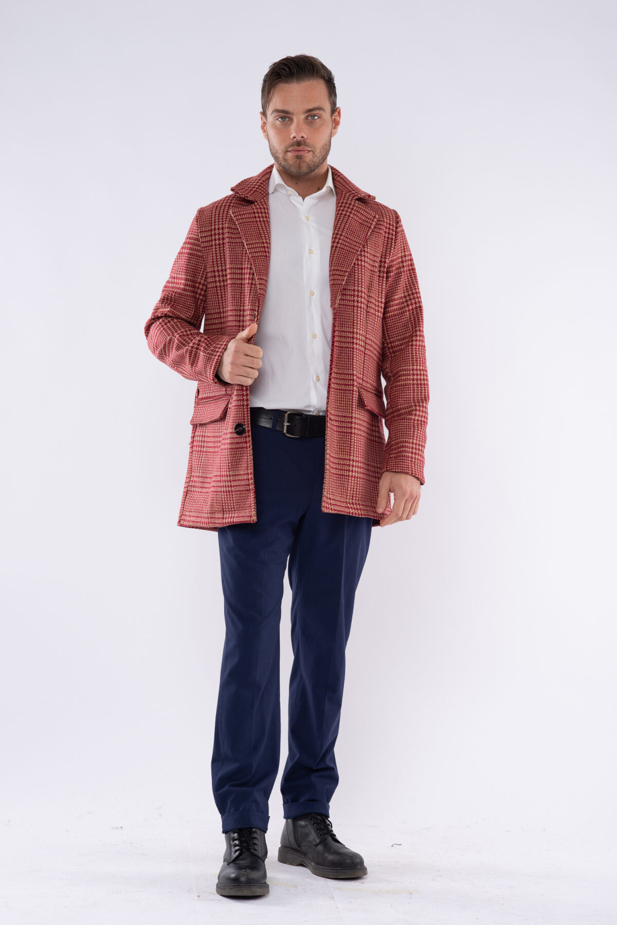 I'PASTRANO Regenerated and Regenerable Coat Pure Wool Man Red Pattern