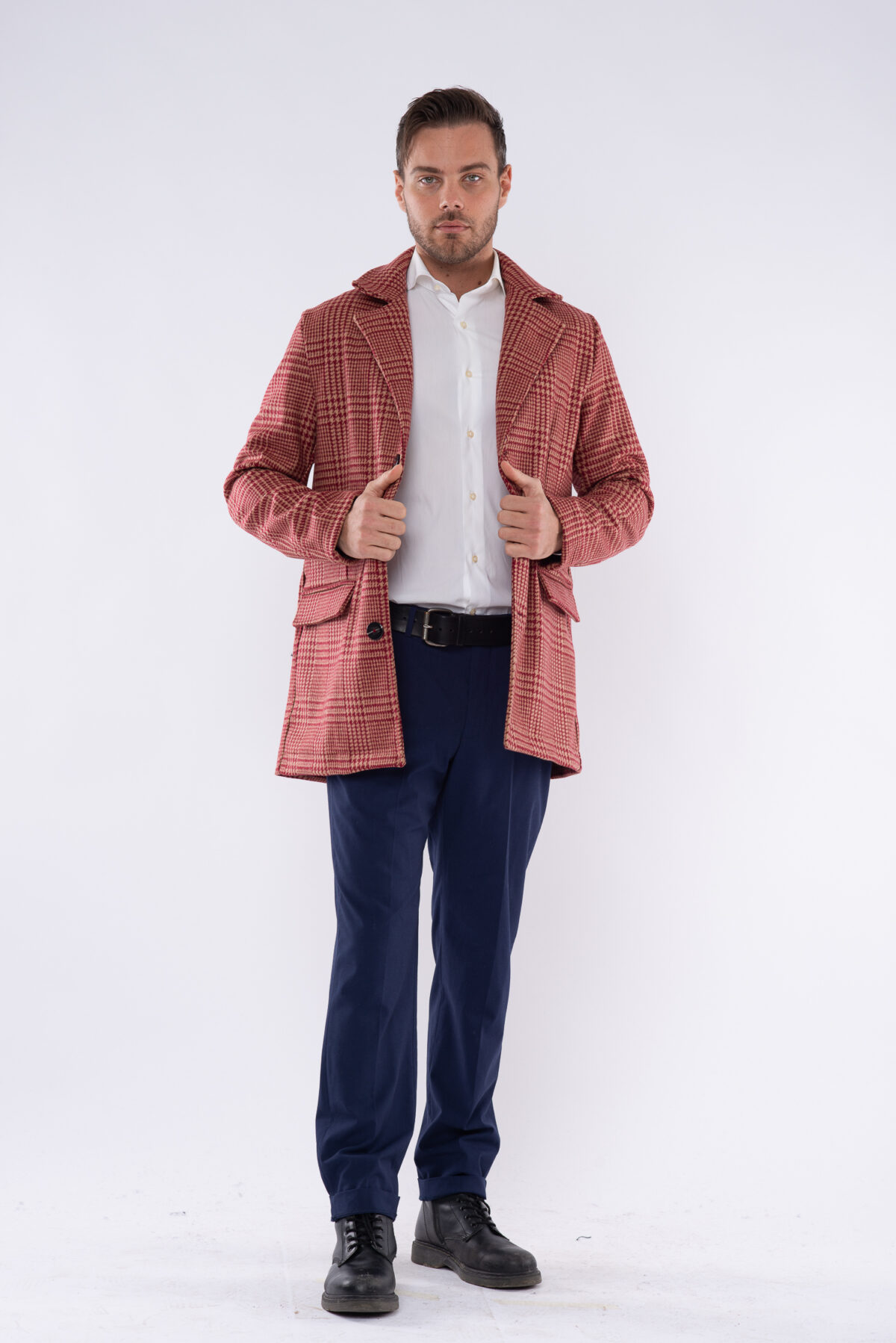I'PASTRANO Regenerated and Regenerable Coat Pure Wool Man Red Pattern