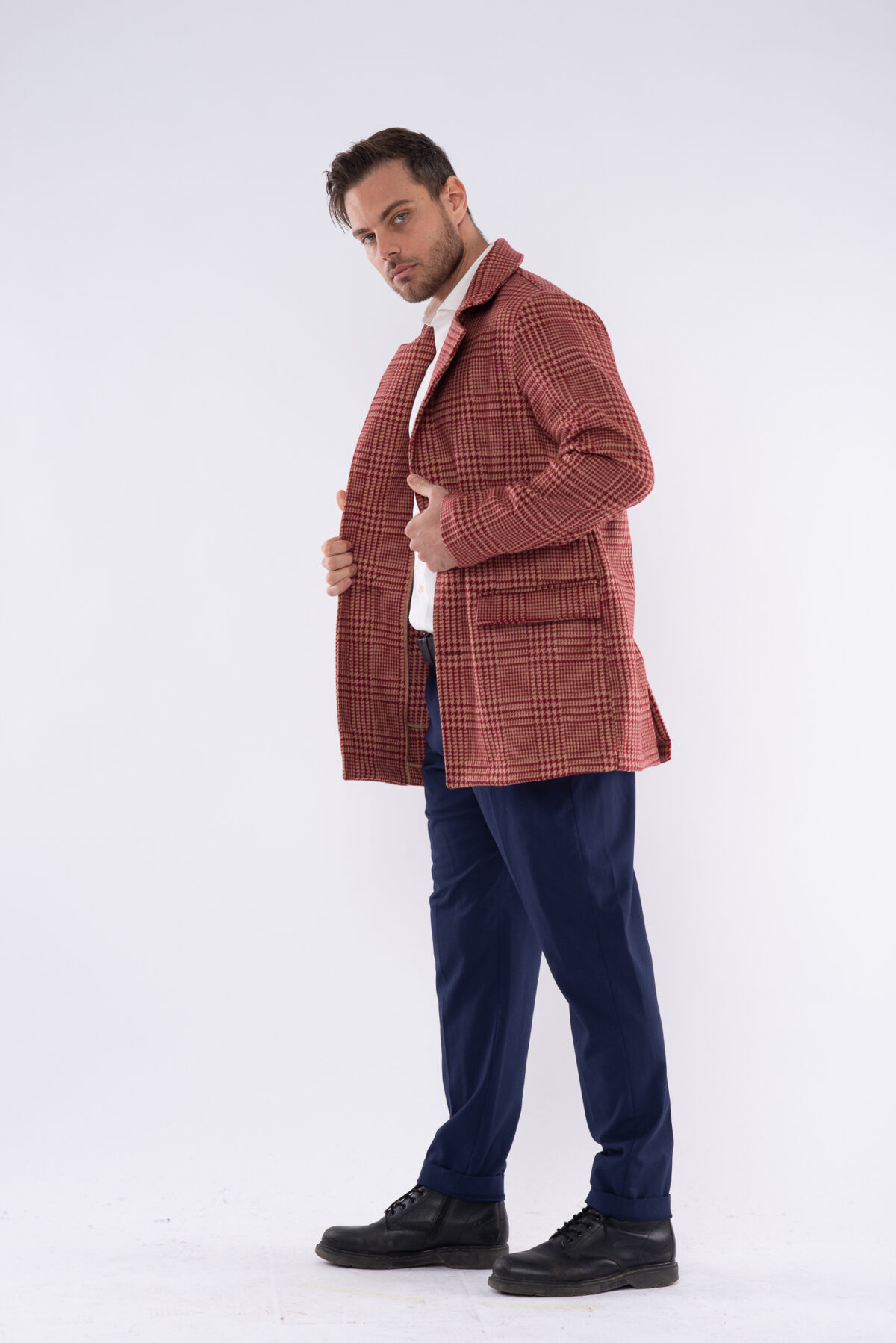 I'PASTRANO Regenerated and Regenerable Coat Pure Wool Man Red Pattern