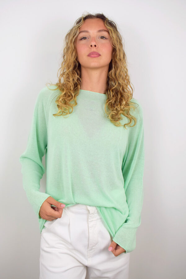 Maglia Lino Leggera Color Latte e Menta