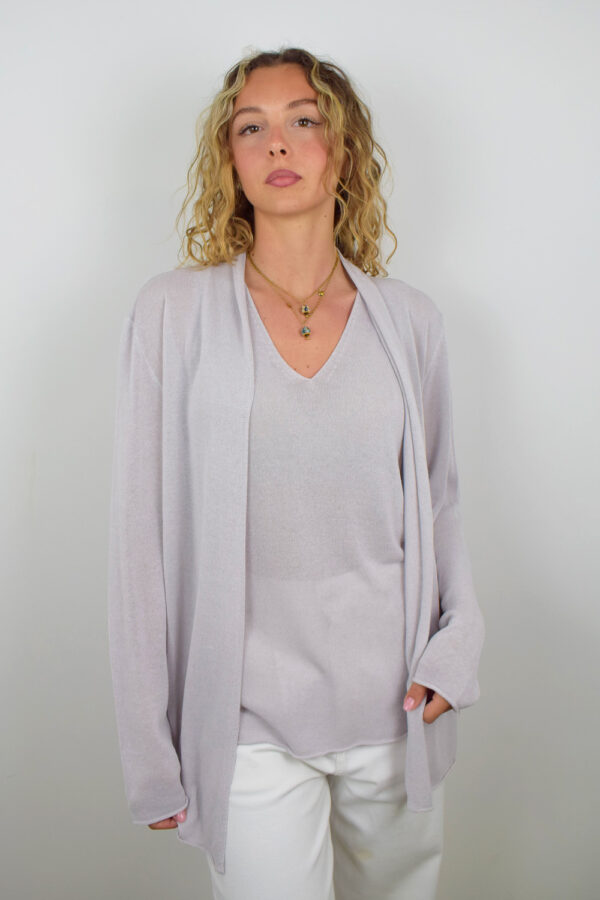 Cardigan Lino Leggero Color Ghiaccio
