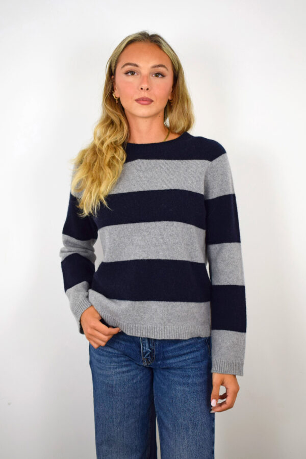 Maglia Puro Cashmere Girocollo Donna Collezione 25/26 Grigio e Blu