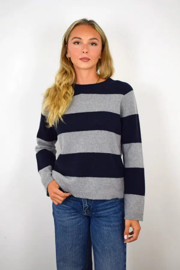 Maglia Puro Cashmere Girocollo Donna Collezione 25/26 Grigio e Blu