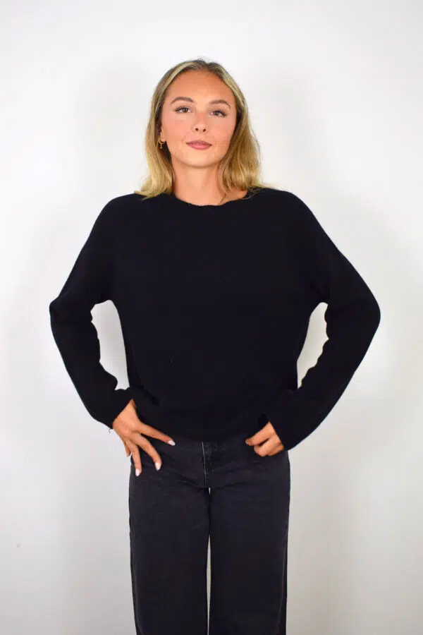 Maglia Puro Cashmere Girocollo Donna Nero