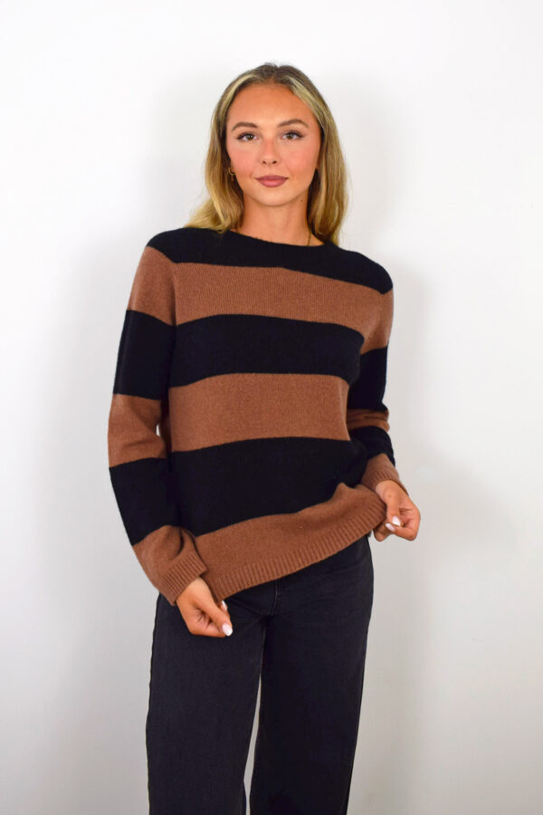 Maglia Puro Cashmere Girocollo Donna Collezione 25/26 Tabacco e Nero