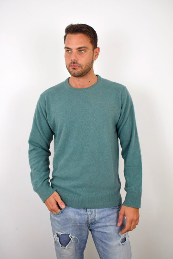 Maglia Puro Cashmere Girocollo Uomo Collezione 25/26 Salvia