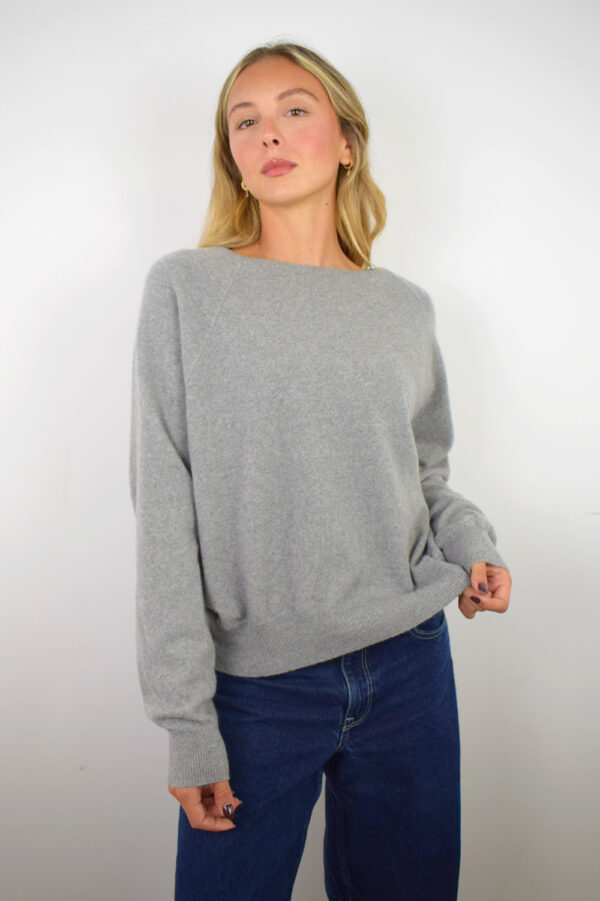 Maglia Puro Cashmere Girocollo Over Donna Collezione 25/26 Grigio Perla