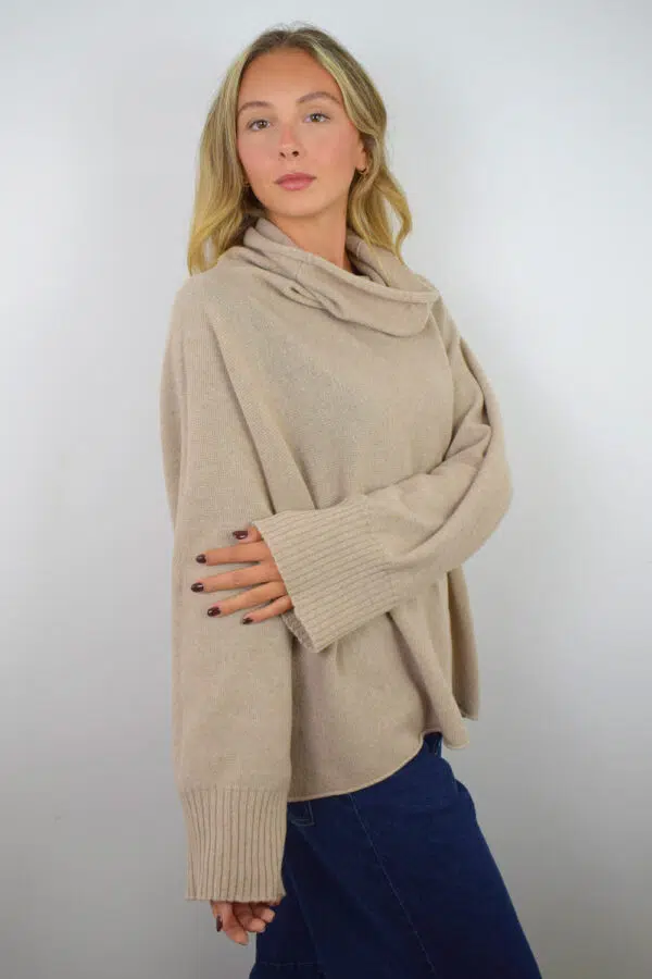Maglione Over Puro Cashmere Donna Collezione 25/26 Beige