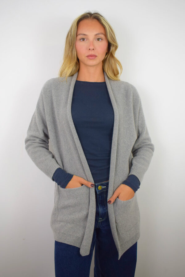 Cardigan Puro Cashmere Donna Collezione 25/26 Grigio Perla