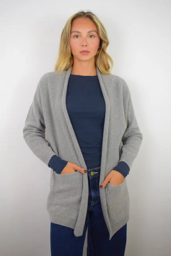 Cardigan Puro Cashmere Donna Collezione 25/26 Grigio Perla