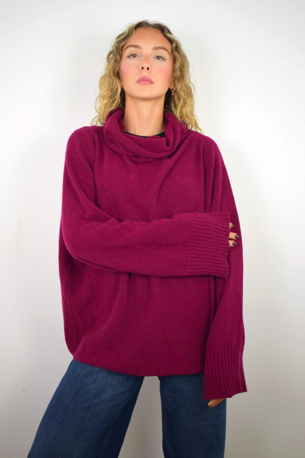 Maglione Over Puro Cashmere Donna Collezione 25/26 Vino
