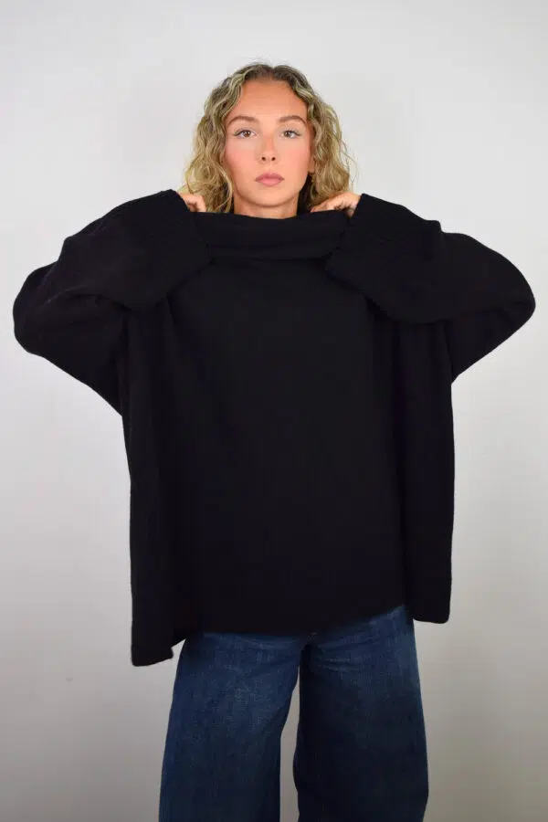 Maglione Over Puro Cashmere Donna Collezione 25/26 Nero