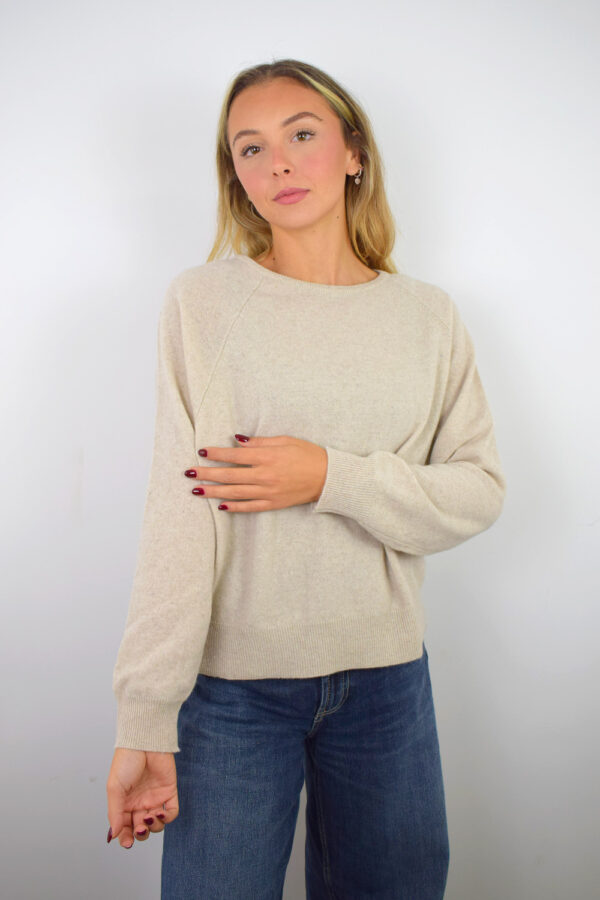 Maglia Puro Cashmere Girocollo Over Donna Collezione 25/26 Beige