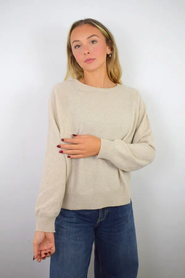 Maglia Puro Cashmere Girocollo Over Donna Collezione 25/26 Beige