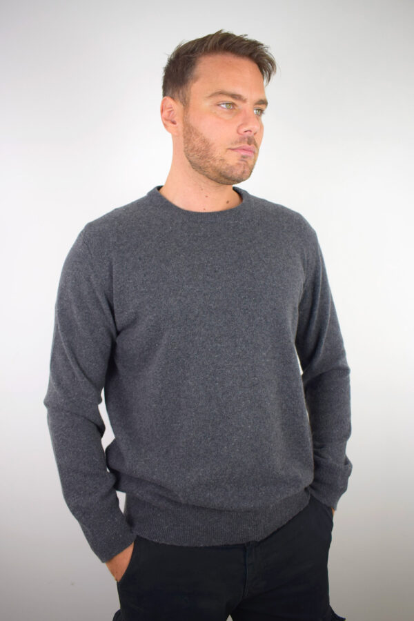 Maglia Puro Cashmere Girocollo Uomo Collezione 25/26 Antracite