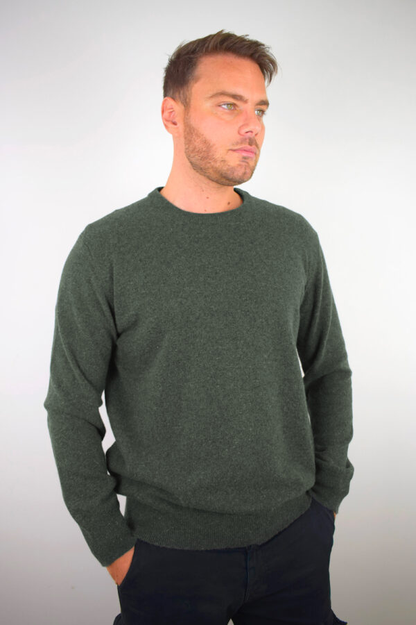 Maglia Puro Cashmere Girocollo Uomo Collezione 25/26 Verde Militare