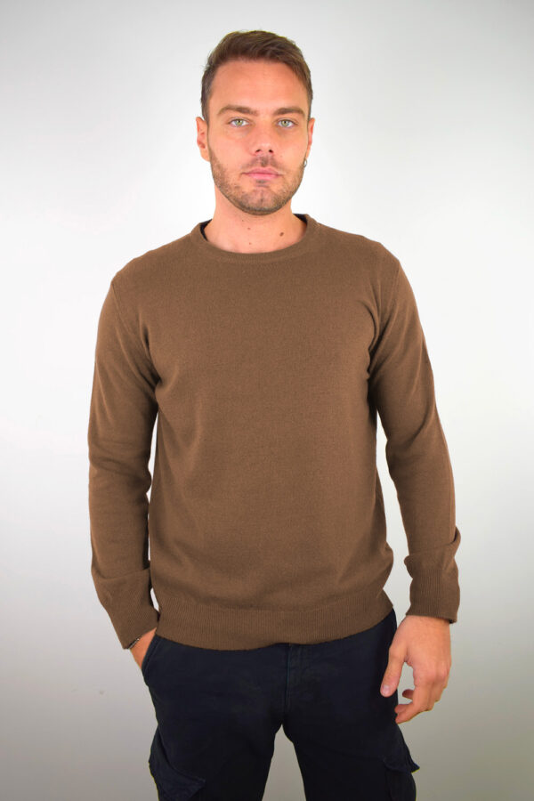 Maglia Puro Cashmere Girocollo Uomo Collezione 25/26 Nocciola