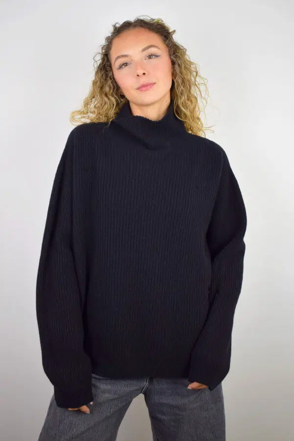 Maglione Over Inglese Puro Cashmere Donna Collezione 25/26 Nero