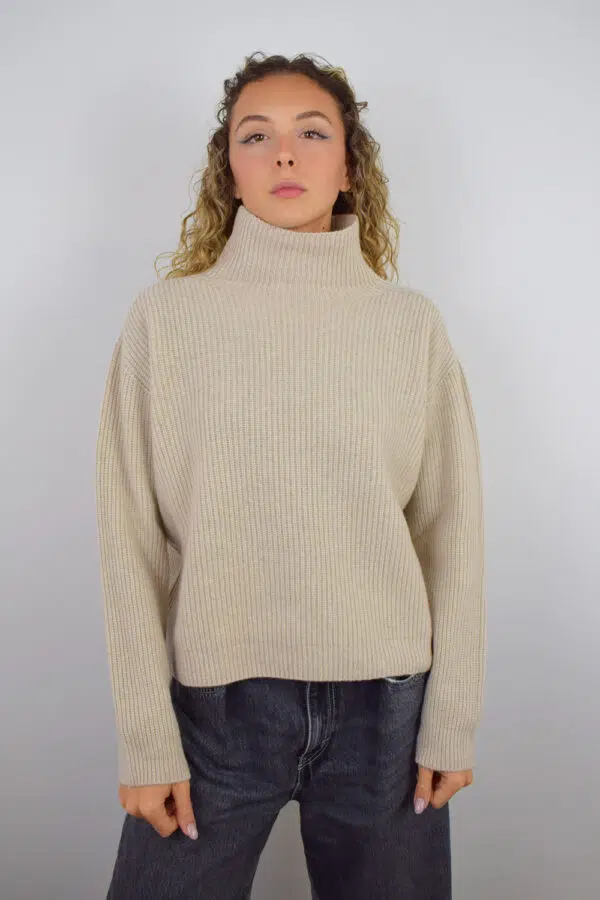 Maglione Over Inglese Puro Cashmere Donna Collezione 25/26 Beige