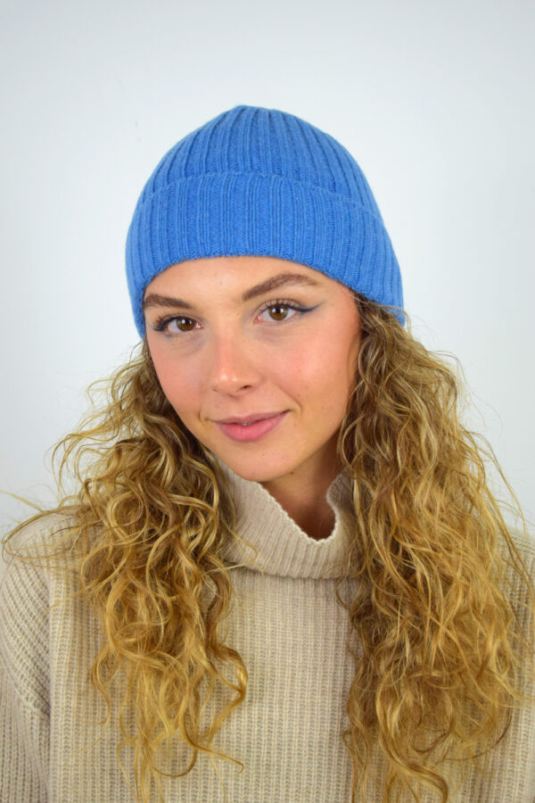 Cappello Puro Cashmere Costa Inglese Collezione 25|26 Donna Celeste